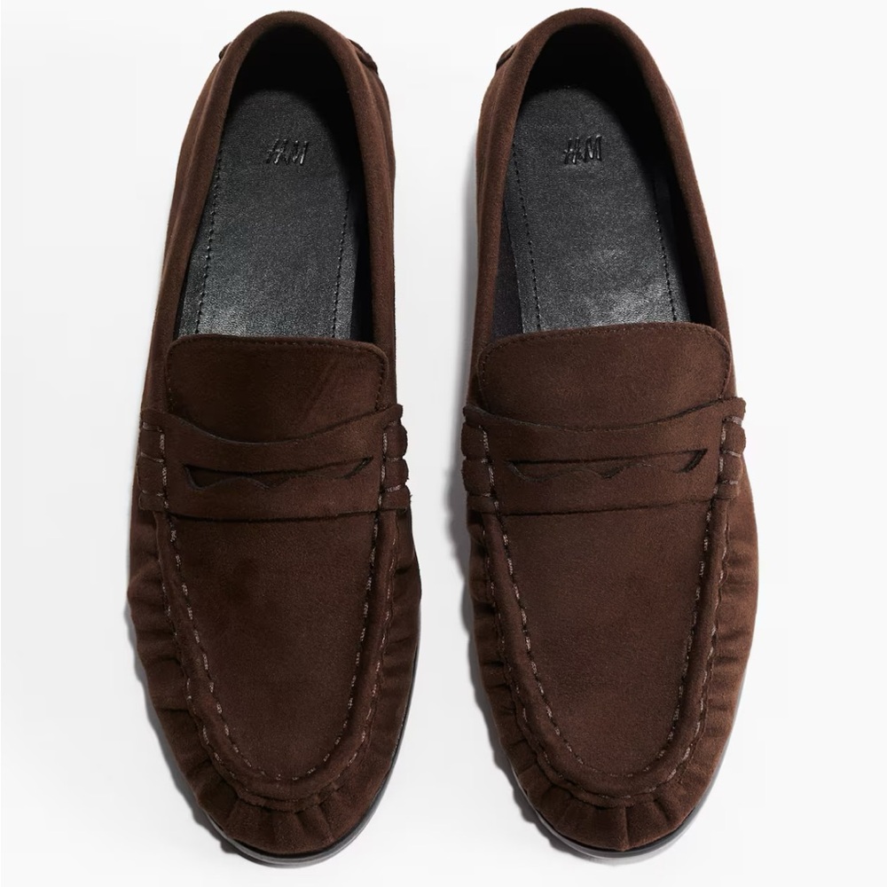 H&M women’s Dark Brown Slip-On suede look Loafers